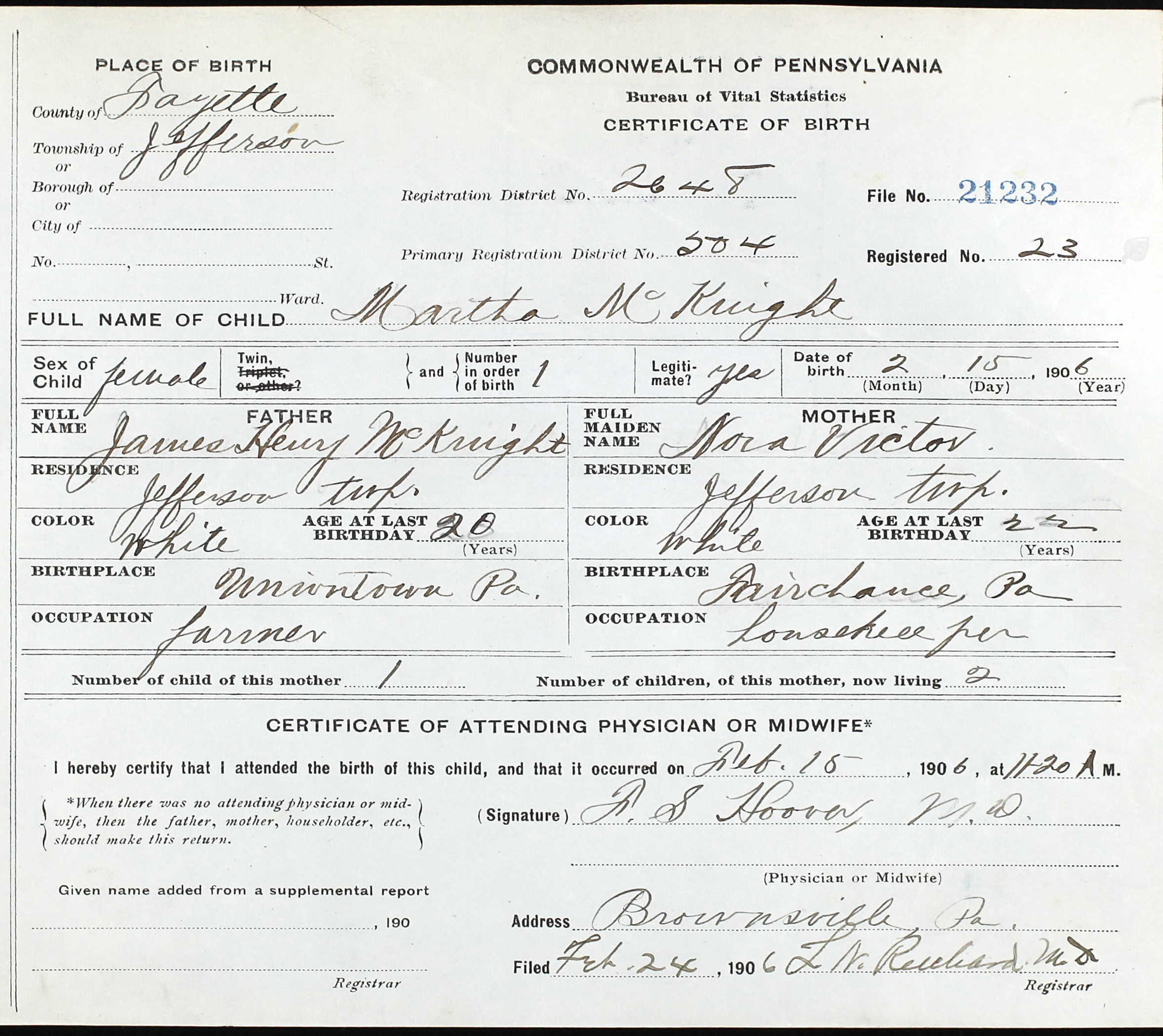 birth certificate